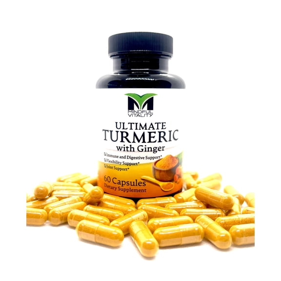 Ultimate Turmeric With Ginger 1310mg - 95% Curcuminoids W/ Organic Ginger Extract & BioPerine Black Pepper Extract-Advanced Absorption for Joint Support-Immune & Digestive Support-Flexibility Support