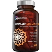 OmniBiotics Ultimate Vitamin C Supplement 2000mg – with Zinc, Elderberry Extract, and D3 – High Potency Immune Support & Collagen Booster – 120 Vegan Tablets