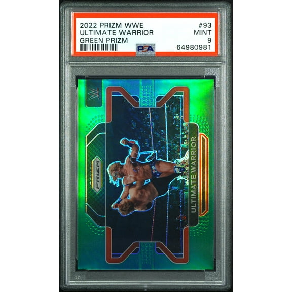 Ultimate Warrior 2022 Panini Prizm WWE Green Prizm Card HOF PSA 9 Mint