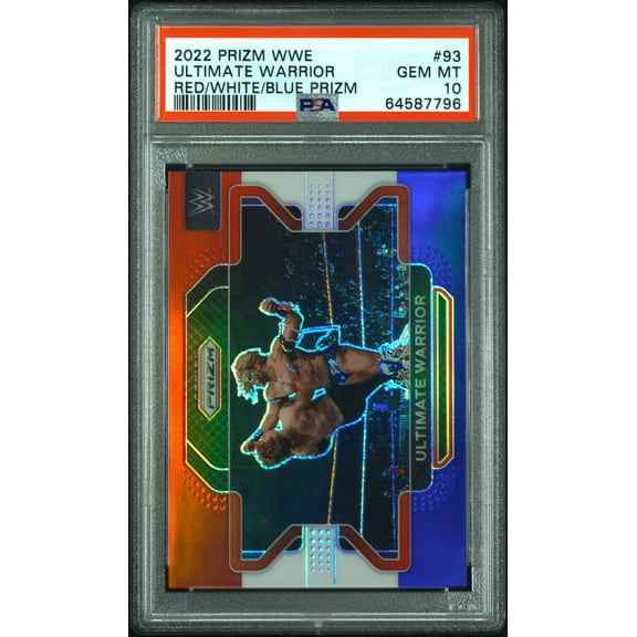 Ultimate Warrior 2022 Panini Prizm WWE Red White Blue Card HOF PSA 10 Gem Mint