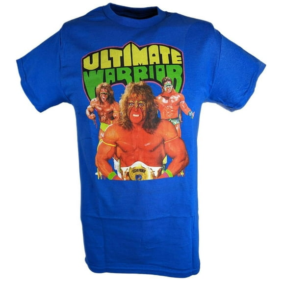 Ultimate Warrior Pose Blue Mens T-shirt WWE