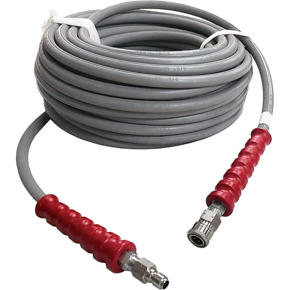 Ultimate Washer 6000 PSI 3/8" x 100' Grey Pressure Washer Hose w/Stainless Quick Connects