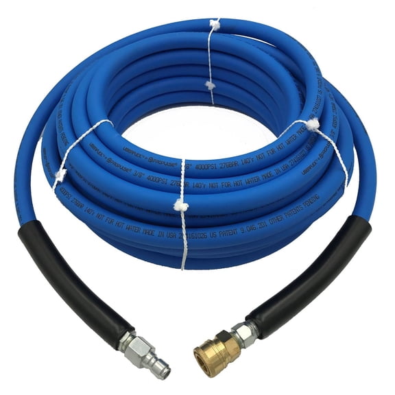 Ultimate Washer Flexible Kink Resistant Pressure Washer Hose 3/8 x 50, 4000 PSI with 3/8 Quick Disconnects