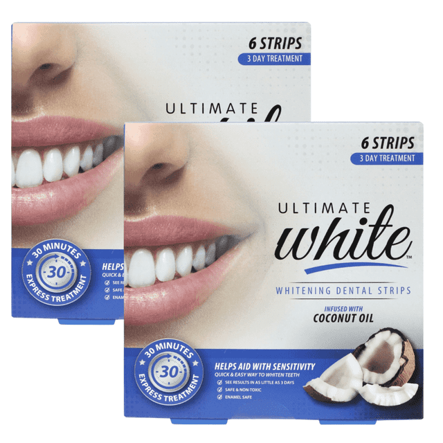 Ultimate White Whitening Strips with Coconut Oil, No Sensitivity