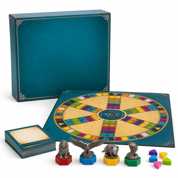 Ultimate Wizard Themed Family Quiz Board Game, Complete Tabletop Party Game for 2-4 Players, All Ages, Ready-to-Gift Storage Box
