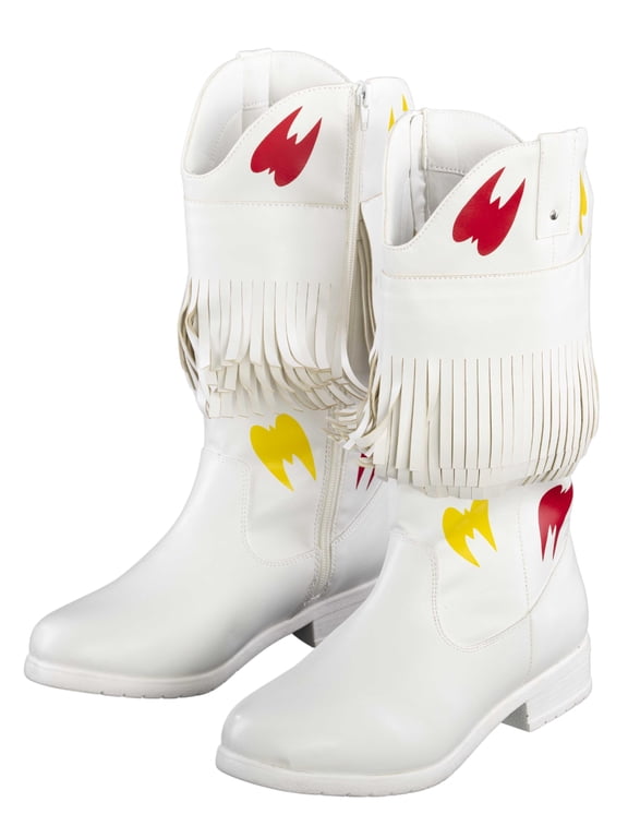 Ultimate Wrestler Warrior White Boots with Logo Halloween Costume Cosplay