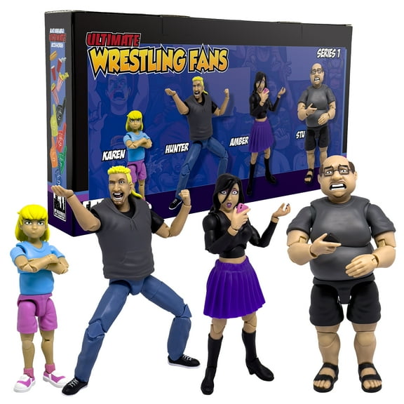 Ultimate Wrestling Crowd Fan Figures Four-Pack for WWE & AEW Wrestling Action Figures[Series 1]