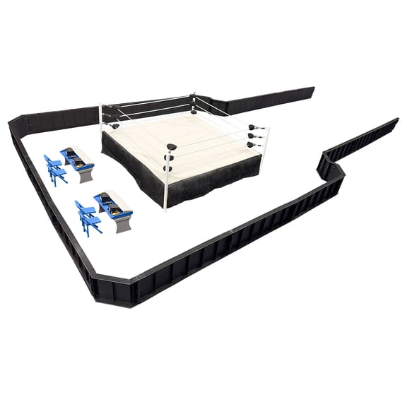 Ultimate Wrestling Ring Deluxe Playset with Barricade, Ring & Commentators Tables for WWE & AEW Wrestling Action Figures