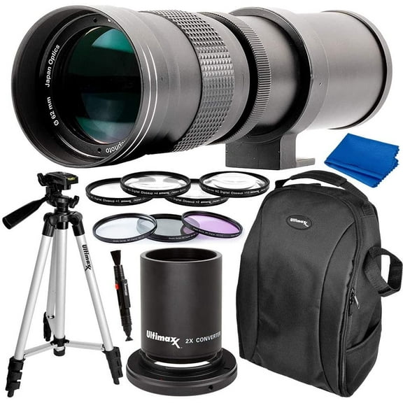 Ultimaxx 420-800mm (w/Converter 840-1600mm) f/8.3-16 Manual Telephoto Zoom T-Mount Lens Kit for Canon EOS Rebel T3, T3i, T4i, T5, T5i, T6, T7 T6i, T6s, T7i, SL1, SL2, EOS 60D, 70D, 77D, 80D, 90D
