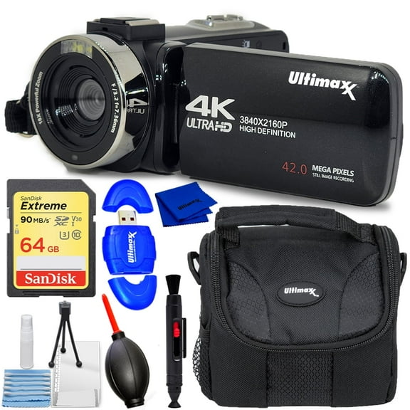 Ultimaxx 4K Ultra HD Vlogging Camcorder with LED Light Holiday Gift Kit