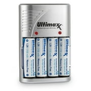 Ultimaxx 4x Rechargeable 3150mAh Ultra High Capacity AA NiMH Batteries with Charger