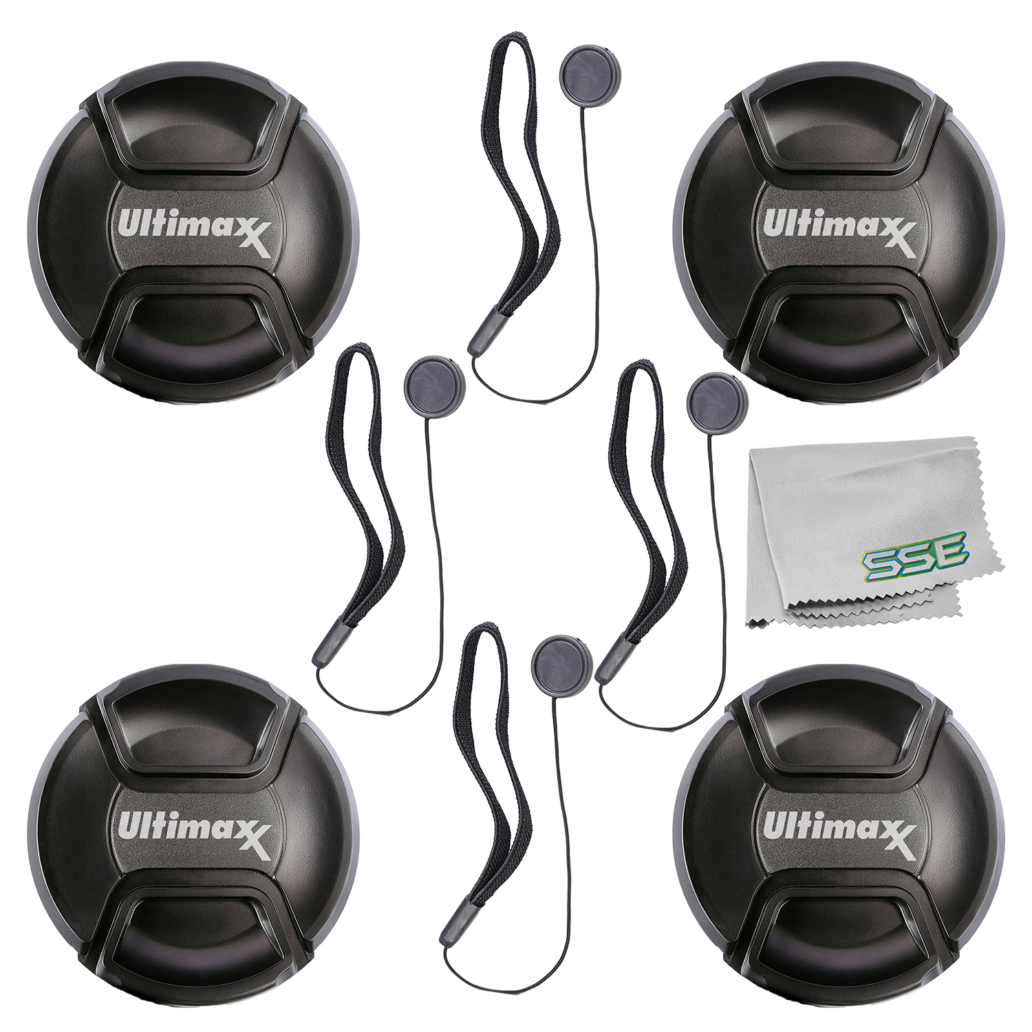 Ultimaxx 4x SnapOn Lens Caps (58mm), 4x Universal Lens Cap Keepers and