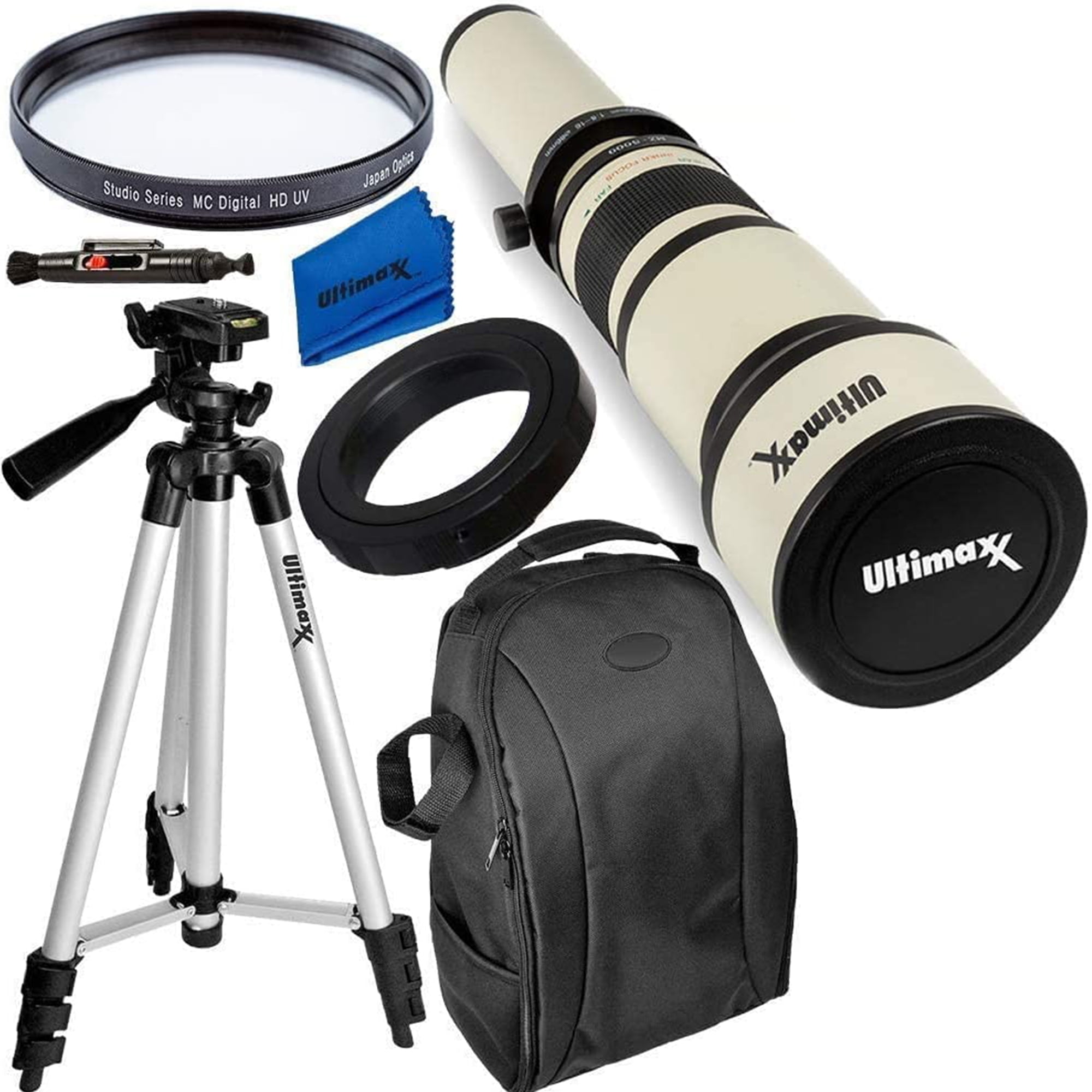 Ultimaxx 650-1300mm Telephoto Zoom Pro Lens Kit for Nikon D7500, D500, D600, D610, D700, D750, D800, D810, D850, D3100, D3200, D3300, D3400, D5100, D5200, D5300, D5500, D5600, D7000