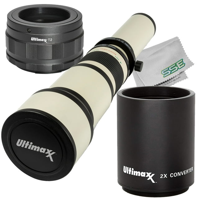 Ultimaxx 650-1300mm f/8-16 Manual Zoom Lens for Nikon Z7, Z7 II, Z6, Z6 II, Z5, Z50 Mirrorless Cameras & Other Z-Mount Cameras & Basic Bundle - Includes: 2x Converter for T-Mount Lenses & More