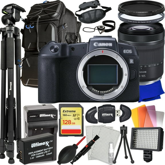 Ultimaxx Advanced Canon EOS RP Mirrorless Camera with RF 24-105mm f/4-7.1 IS STM Lens Bundle: 128GB Extreme SDXC, Deluxe Professional Backpack & Much More (26pc Bundle)