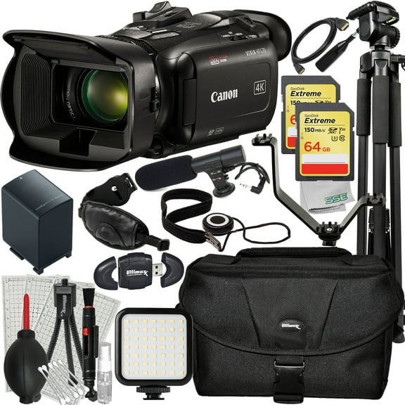 Ultimaxx Advanced Canon G70 Camcorder Bundle - Includes: 2x 64GB Extreme Memory Cards, V-Shaped Bracket, Spare Battery, Mini Condenser Microphone & Much More (24pc Bundle)