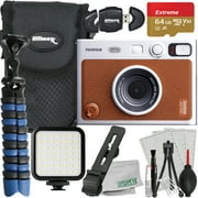 Ultimaxx Advanced FUJIFILM INSTAX MINI EVO Hybrid Instant Camera Bundle Brown 64GB Extreme microSD Memory Card, Mini Tripod, Ultra-Bright LED Light Kit & Much More 15pc Bundle