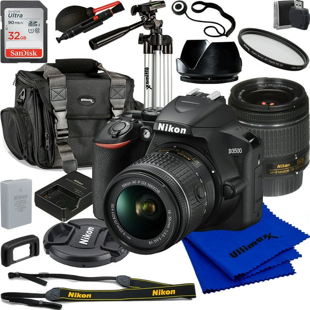 Ultimaxx Advanced Nikon D3500 DSLR Camera + 18-55mm VR Lens Bundle (International) - Includes - 32GB Memory Card, Deluxe Carrying Case & Much More