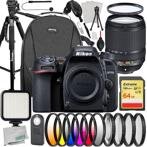 Ultimaxx Advanced Nikon D7500 DSLR Camera with 18-140mm Lens Bundle - Includes: 64GB Extreme Memory Card, Lightweight 60 Tripod & Much More (26pc Bundle)