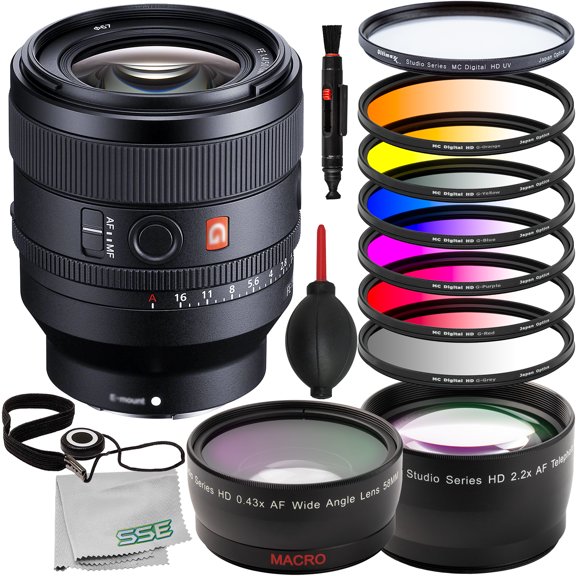 Ultimaxx Advanced Sony FE 50mm f/1.4 GM Lens (International Model) Bundle - Includes: 2.2x Telephoto Zoom Lens Attachment, Protective UV Filter & Much More (17pc Bundle)