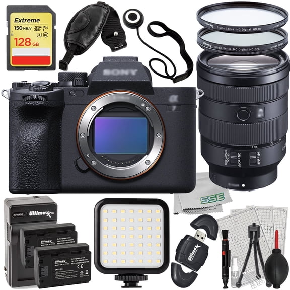 Ultimaxx Advanced Sony a7 IV Mirrorless Camera (International Model) with 24-105mm f/4 Lens Kit Bundle - Includes: 128GB Extreme Memory Card, 2x Replacement Batteries & Much More (29pc Bundle)