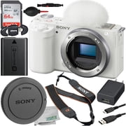 Ultimaxx Basic Bundle + Sony ZV-E10 Mirrorless Camera International Model Body Only, White + SanDisk 64GB Ultra Memory Card, High Speed Memory Card Reader, Dust Blower & More 13pc Bundle
