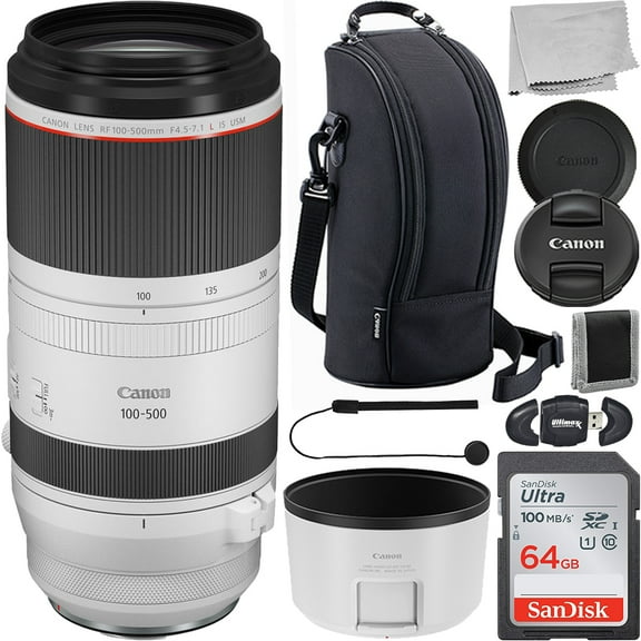 Ultimaxx Basic Canon RF 100-500mm f/4.5-7.1L IS USM Lens Bundle - Includes: 64GB Ultra Memory Card, High-Speed Memory Card Reader & More (11pc Bundle)