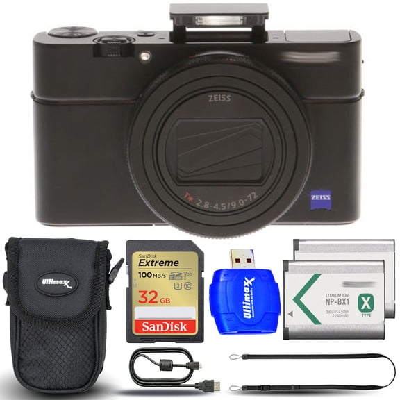 Ultimaxx Cyber-shot DSC-RX100 VII Digital Camera + EXT BATT + Pouch 32GB Bundle