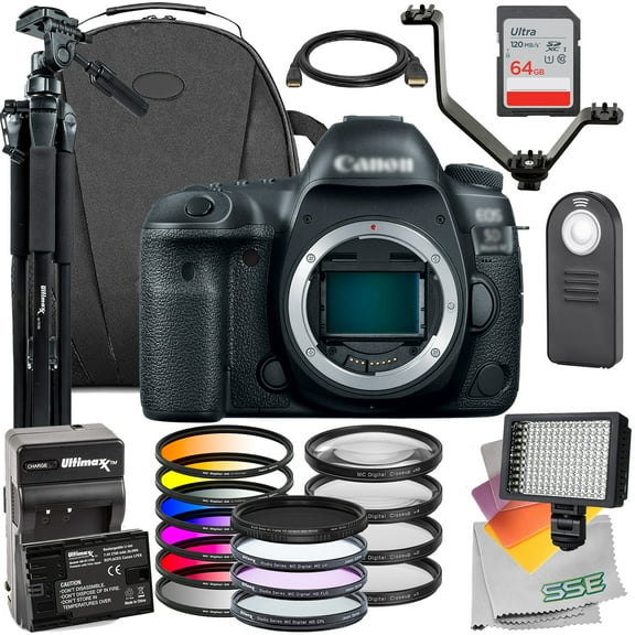 Ultimaxx Deluxe Canon EOS 5D Mark IV DSLR Camera (Body Only) Bundle - Includes: 64GB Memory Card, 2x Replacement Batteries & Much More (33pc Bundle)