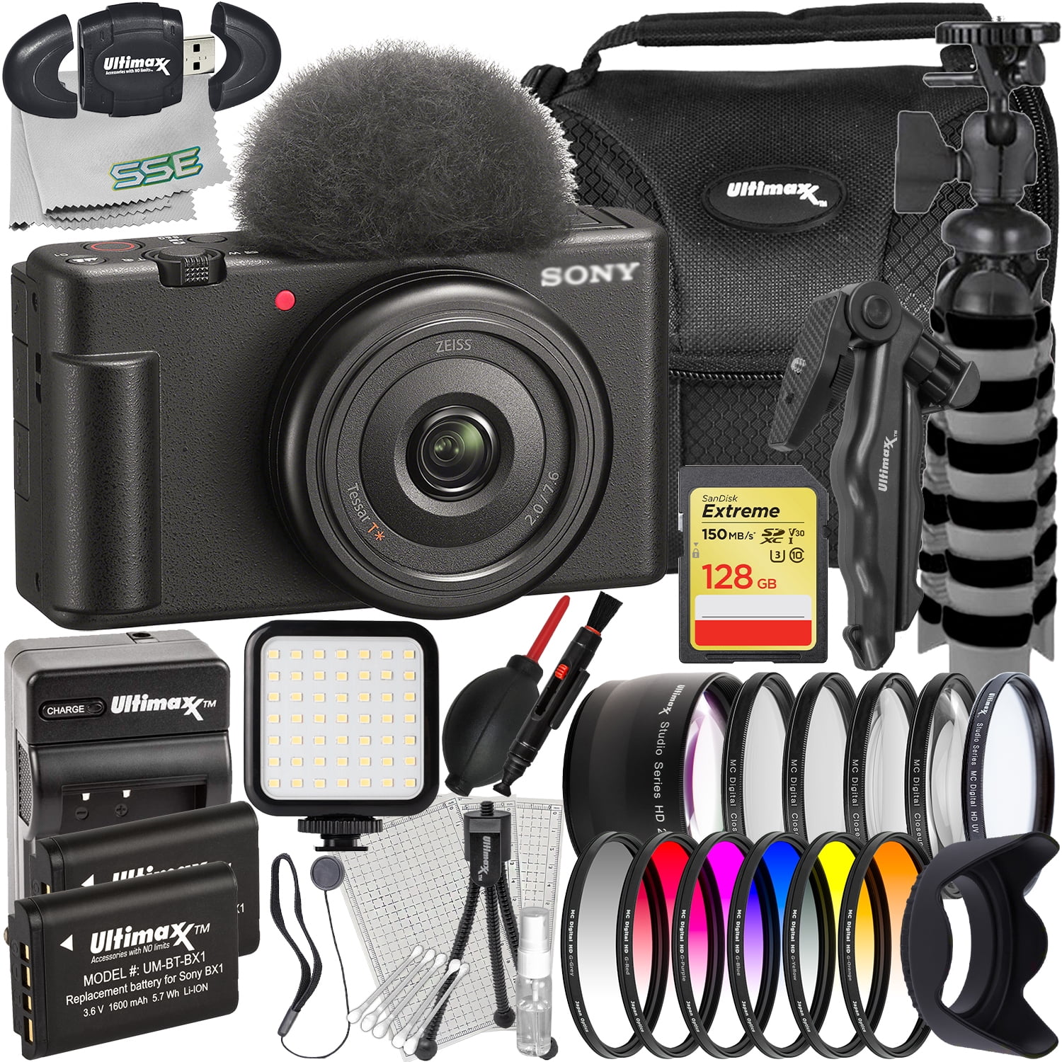 Ultimaxx Deluxe Sony ZV1F Camera Bundle (Black) Includes 128GB