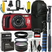 Ultimaxx Deluxe Water OM SYSTEM Tough TG-7 Digital Camera Bundle Red - Includes 64GB Extreme Pro Memory Card, Replacement Battery & Much More 23pc Bundle