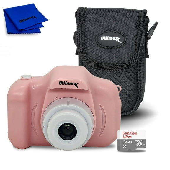 Ultimaxx Digital Video Recorder Camera (Pink) Kids 32GB MicroSD Holiday Gift Kit