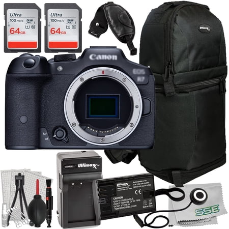 Ultimaxx Essential Canon R7 Mirrorless Camera International Model Bundle (Body Only) - Includes: 2x 64GB Ultra Memory Cards, Replacement Battery w/ Travel Charger & More (21pc Bundle)