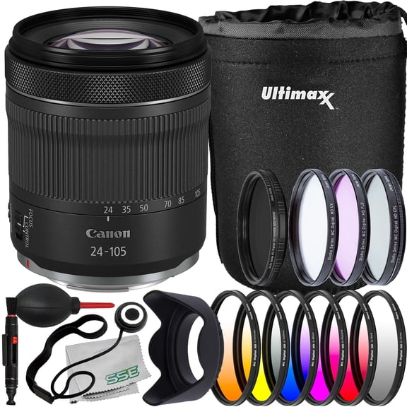 Ultimaxx Essential Canon RF 24-105mm f/4-7.1 IS STM Lens (International Model) Bundle (White Box): Variable Neutral Density Filter (ND2-ND400), 3PC Protective Filter Kit & More (19pc Bundle)