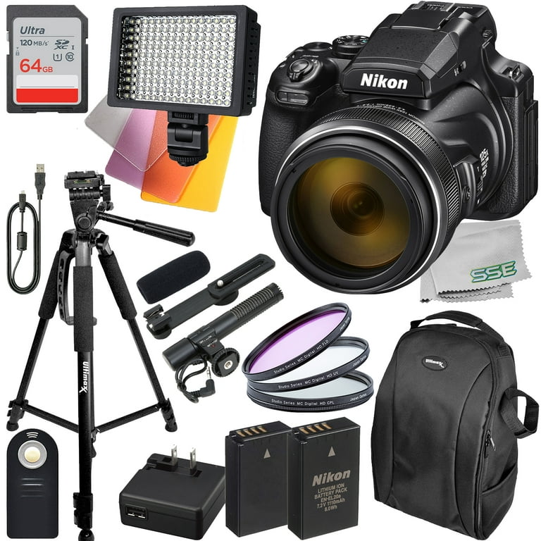 Nikon COOLPIX P1000 Digital Camera with 2 Pieces SanDisk 64GB Memory Card +  Case + Filter Kit + Flash + ZeeTech Professional Bundle 