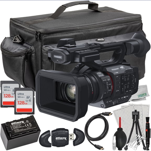 Ultimaxx Essential Panasonic HC-X2 4K Camcorder Bundle - Includes: 2x 128GB Ultra Memory Cards, Replacement Battery & More (23pc Bundle)