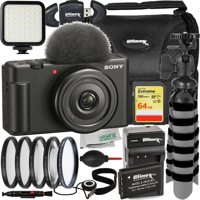 Ultimaxx Essential Sony ZV1F Camera Bundle (Black) Includes 64GB