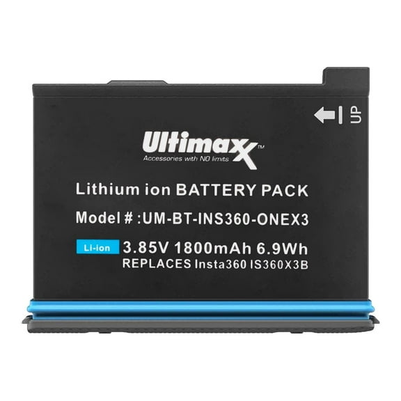 Ultimaxx Replacement Insta360 ONE X3 Battery 1800 mAh (2 Pack) and USB Dual Charger Bundle Compatible with Insta360 ONE X3 Action Camera