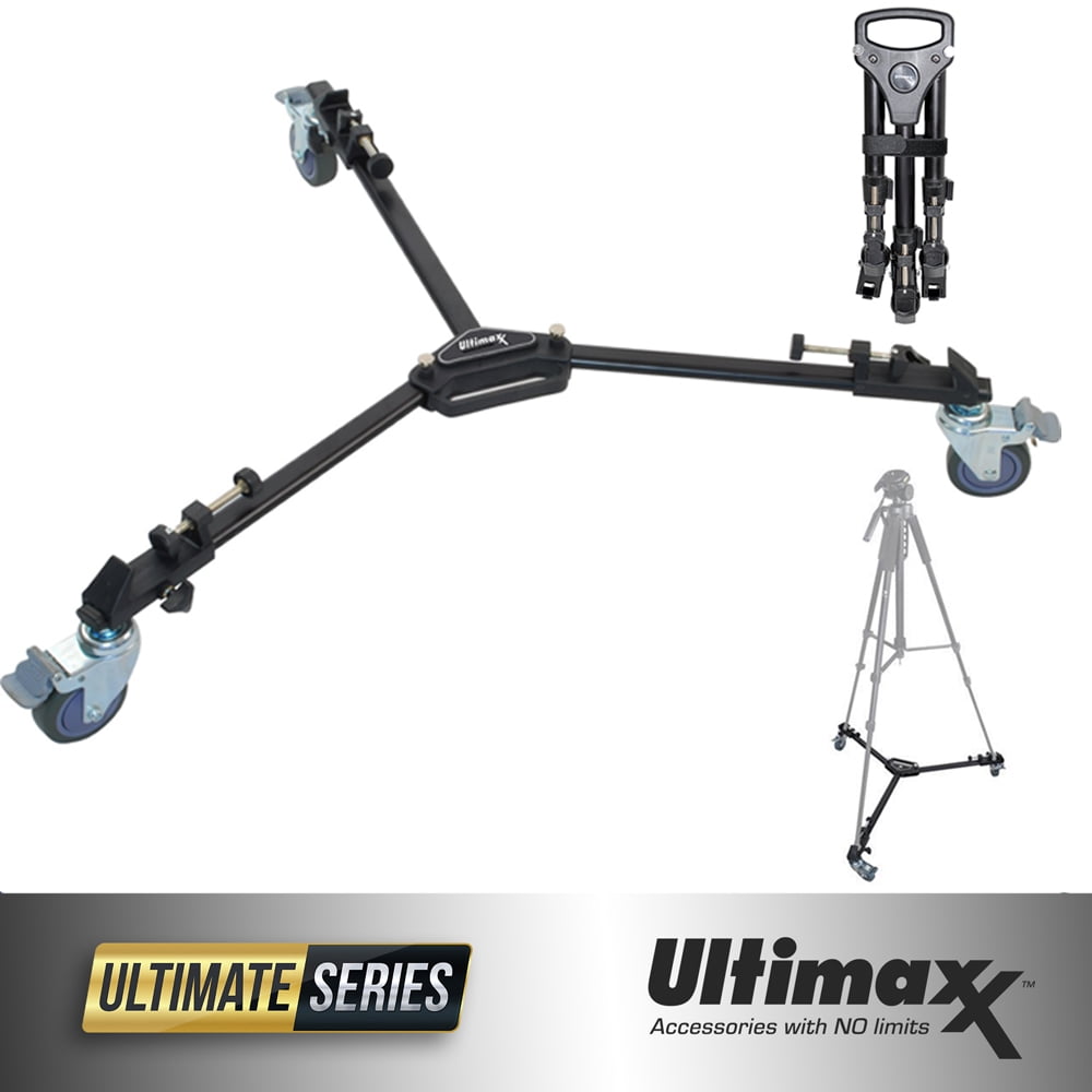 ULTIMAXX Professional Camera Tripod Dolly Folding Heavy Duty Wheels
