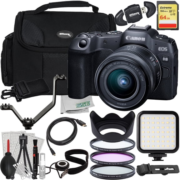 Ultimaxx Starter Canon EOS R8 with RF 24-50mm f/4.5-6.3 Lens International Model - Includes: 64GB Extreme SDXC, 3PC Protective Filter Kit & More (27pc Bundle)