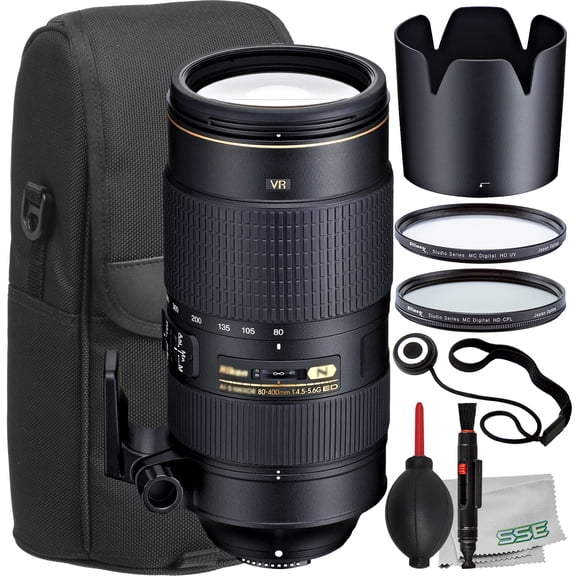 Ultimaxx Starter Nikon AF-S 80-400mm f/4.5-5.6G ED VR Lens Bundle - Includes: Protective UV and CPL Filters, Bayonet Lens Hood & More (12pc Bundle)