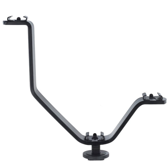V Shaped Flash Bracket Stand with 3 Universal Hot/Cold Shoes Flash Mounts