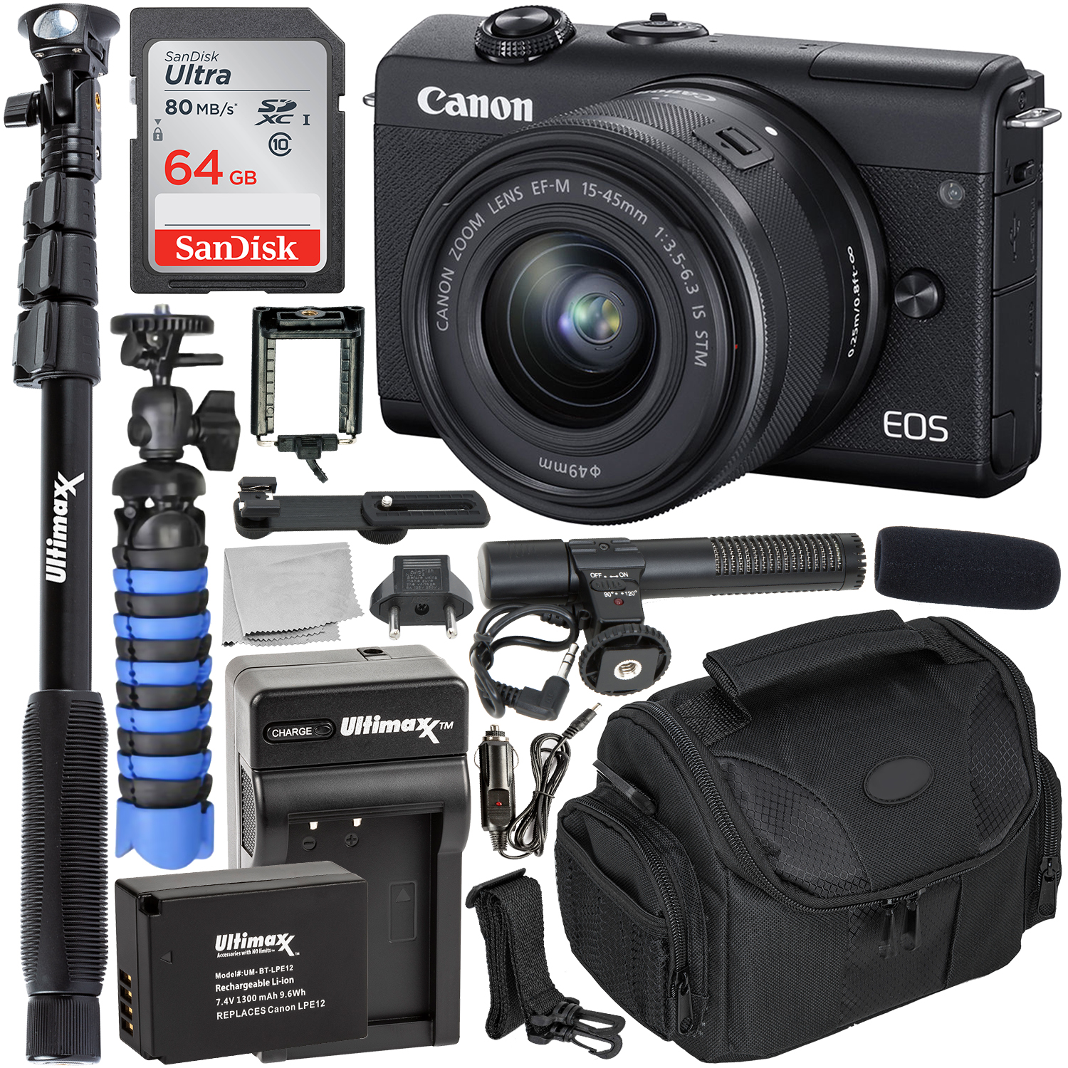 Ultimaxx Vlogging Canon EOS M200 Mirrorless Digital Camera with 1545mm