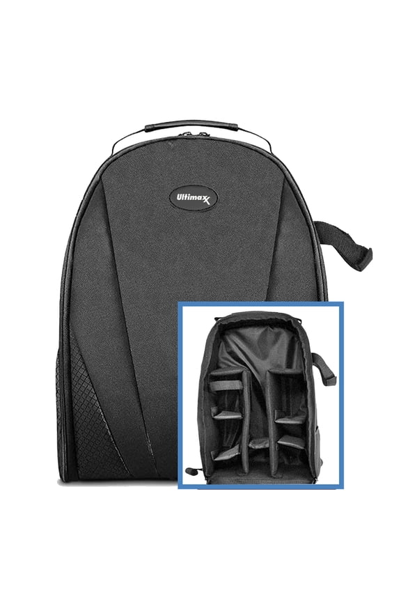 Water-Resistant Camera / Gadget Backpack with Fully Padded / Adjustable Dividers for Customization