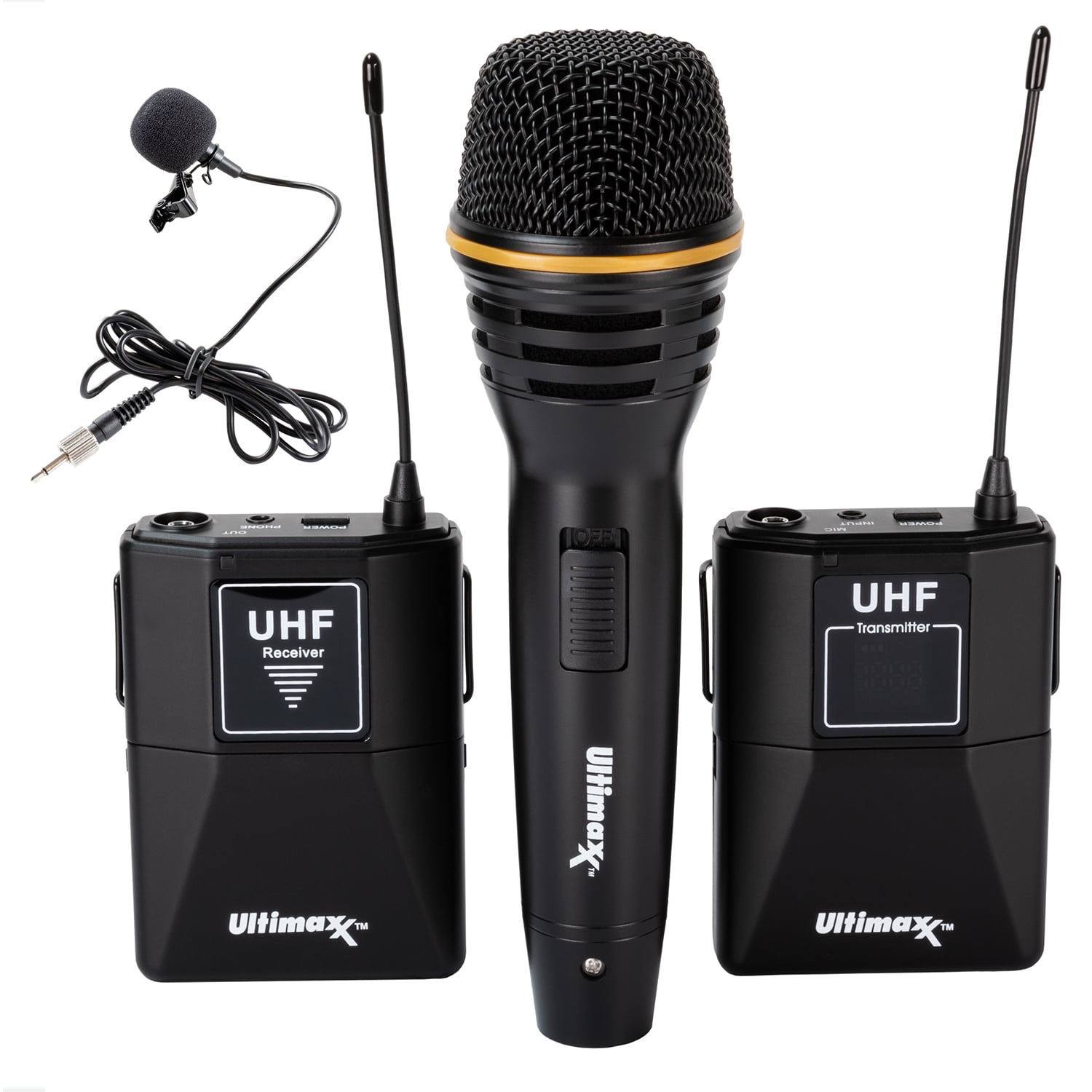 Ultimaxx Wireless Microphone Kit with Lavalier & Handheld Microphones, Cables & More