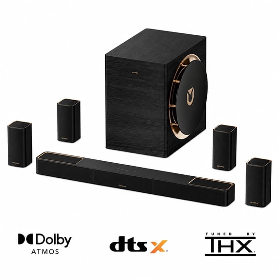 ULTIMEA Skywave X100 9.1.6 THX-Tuned Wireless Surround Sound System w/Dolby Atmos & DTS:X, 10 Subwoofers, 18Hz Low Frequency, 1500W Peak Power, 8K Pass-Through, AVR Grade Sound Bar