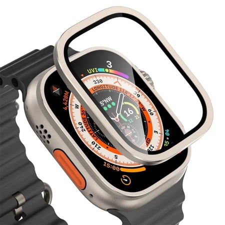 Ultra 2 Screen Protector Compatible with Apple Watch Ultra 2 / Ultra 49mm Screen Protector with Tempered Glass and Bezel Frame, Protects Screen and Edges