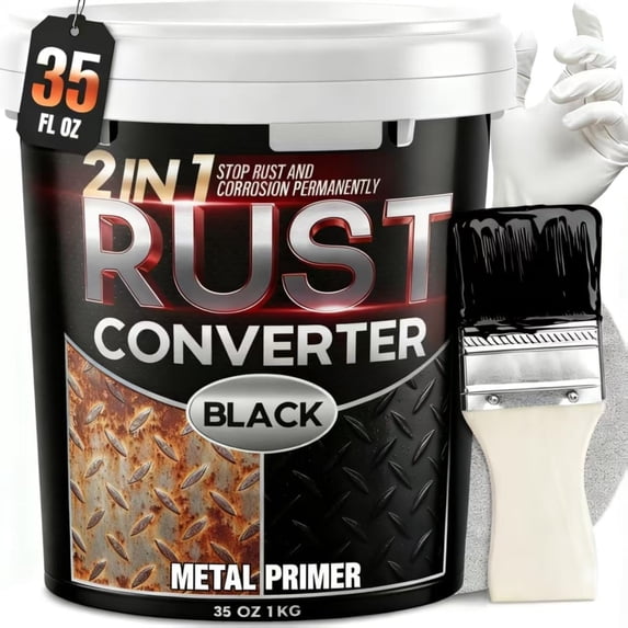 Ultra 2-in-1 Rust Converter & Metal Primer, 35 oz Heat- Rust Reformer & Encapsulator for Frame, Chassis, Trailer, , Directly Over Rust, No-Topcoat Needed, Matte Black