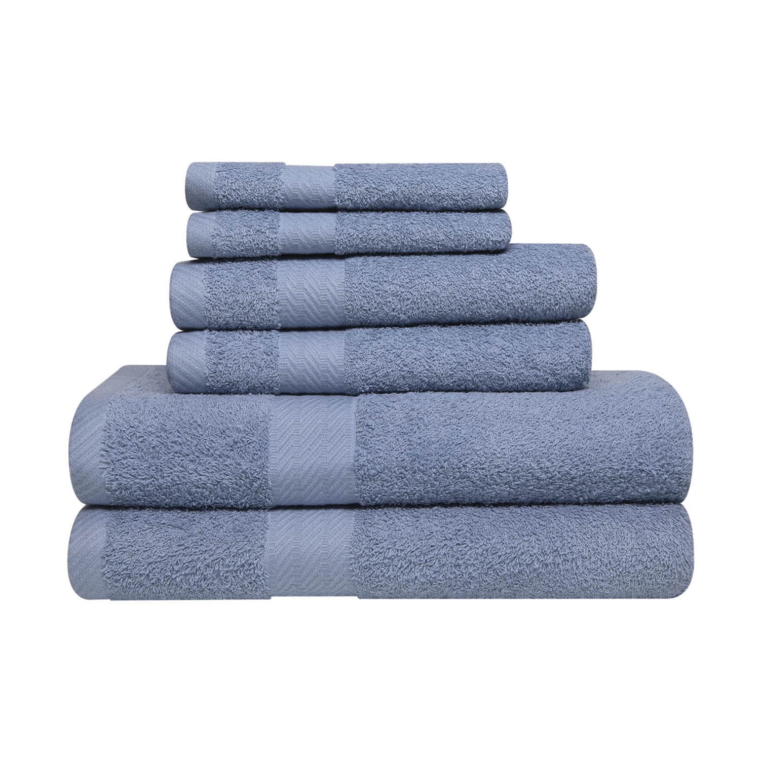 6-Piece White Solid 100% Cotton Bath Towel Set 614013OCD - The