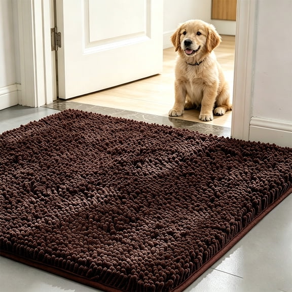 Ultra Absorbent Chenille Entrance Door Rug, Non Slip Grippy Pet Rug for Muddy Dog Paws, Machine Washable Quick Dry Soakstopper Doormat, Dirt Trapping Entryway Carpet for Indoor Outdoor Use